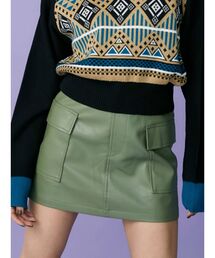 フェイクレザーポケットミニスカート