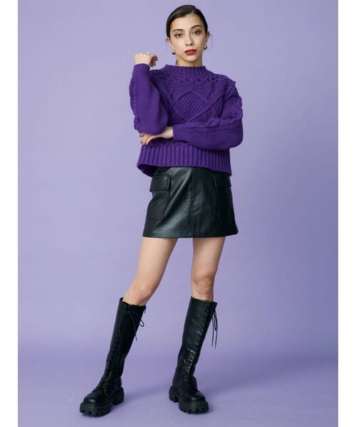 EVRIS（エヴリス）の「フェイクレザーポケットミニスカート（スカート・レディース・ブラック/グリーン/アイボリー・SMALL/MEDIUM）」の7枚目の写真