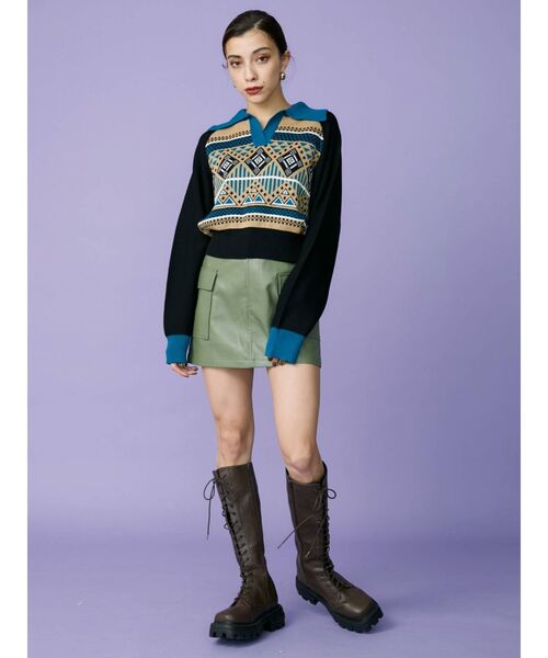 EVRIS（エヴリス）の「フェイクレザーポケットミニスカート（スカート・レディース・ブラック/グリーン/アイボリー・SMALL/MEDIUM）」の9枚目の写真