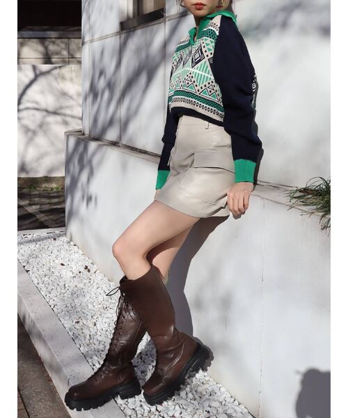 EVRIS（エヴリス）の「フェイクレザーポケットミニスカート（スカート・レディース・ブラック/グリーン/アイボリー・SMALL/MEDIUM）」の15枚目の写真