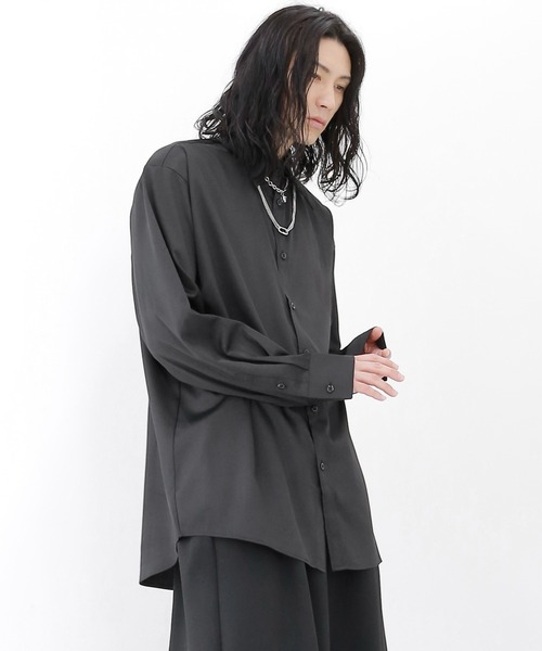 minsobi(ミンソビ)の「光沢オーバーサイズシャツ ビッグシルエットシャツ(シャツ/ブラウス・メンズ・ブラック・FREE)」の14枚目の写真