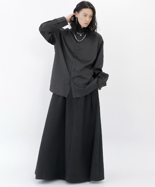 minsobi(ミンソビ)の「光沢オーバーサイズシャツ ビッグシルエットシャツ(シャツ/ブラウス・メンズ・ブラック・FREE)」の6枚目の写真