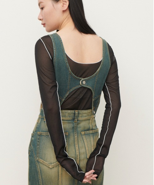 LE CIEL BLEU（ルシェルブルー）の「カラーラインシアージャージートップ / Color Line Sheer Jersey Top（Tシャツ/カットソー・レディース・ブラック/グレー・36）」の10枚目の写真