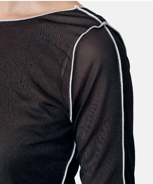 LE CIEL BLEU（ルシェルブルー）の「カラーラインシアージャージートップ / Color Line Sheer Jersey Top（Tシャツ/カットソー・レディース・ブラック/グレー・36）」の14枚目の写真