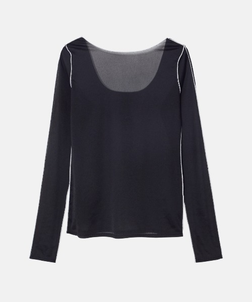 LE CIEL BLEU（ルシェルブルー）の「カラーラインシアージャージートップ / Color Line Sheer Jersey Top（Tシャツ/カットソー・レディース・ブラック/グレー・36）」の3枚目の写真