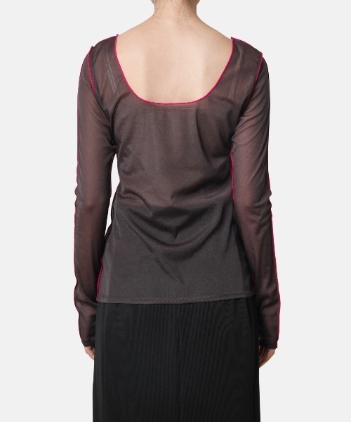 LE CIEL BLEU（ルシェルブルー）の「カラーラインシアージャージートップ / Color Line Sheer Jersey Top（Tシャツ/カットソー・レディース・ブラック/グレー・36）」の11枚目の写真