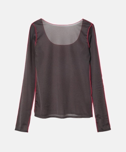 LE CIEL BLEU（ルシェルブルー）の「カラーラインシアージャージートップ / Color Line Sheer Jersey Top（Tシャツ/カットソー・レディース・ブラック/グレー・36）」の13枚目の写真