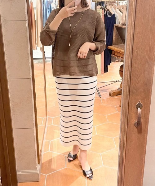 リヴドロワ RIVE DROITE ヘアリーヤーンボートネックニット ベージュ 中古・古着通販】RIVE DROITE (リヴドロワ) ヘアリーヤーンボート