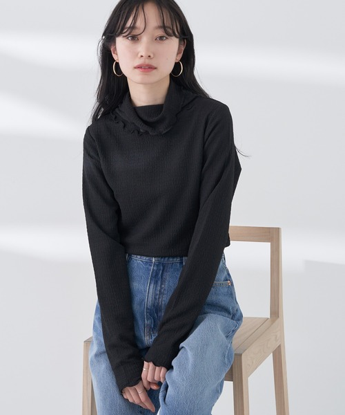 earth music&ecology(アースミュージックアンドエコロジー)の「ジャガードハイネックメローインナー(インナーウェア/肌着・レディース・ミント/ピンク/ブラック/アイボリー・M/S)」の2枚目の写真