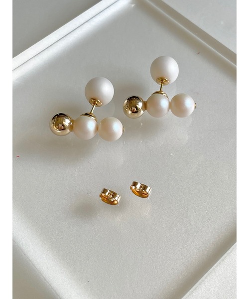 CHIEKO +パール ゴールド ピアス 1回使用　消毒済み TASAKI タサキ パール 真珠 ピアス K18イエローゴールド