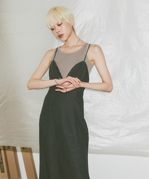 Happy John(ハッピージョン)の「mermaid denim cami dress/マーメイドデニムキャミワンピース(ワンピース・レディース・サックスブルー/チャコールグレー・FREE)」の10枚目の写真