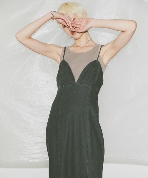 Happy John(ハッピージョン)の「mermaid denim cami dress/マーメイドデニムキャミワンピース(ワンピース・レディース・サックスブルー/チャコールグレー・FREE)」の11枚目の写真