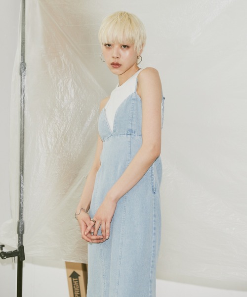 Happy John(ハッピージョン)の「mermaid denim cami dress/マーメイドデニムキャミワンピース(ワンピース・レディース・サックスブルー/チャコールグレー・FREE)」の19枚目の写真