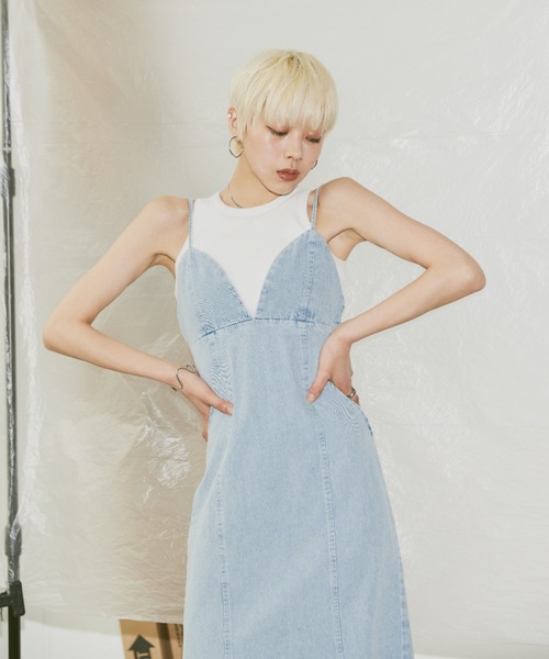 Happy John(ハッピージョン)の「mermaid denim cami dress/マーメイドデニムキャミワンピース(ワンピース・レディース・サックスブルー/チャコールグレー・FREE)」の20枚目の写真