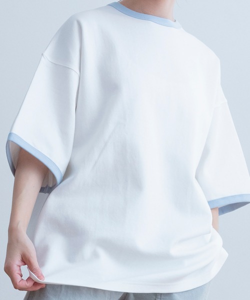 Universal Style Wear（ユニバーサルスタイルウェア）の「Universal Style Wear リンガー ルーズ Tee（Tシャツ/カットソー・メンズ・サックスブルー/オートミール/ベージュ/ホワイト・LARGE/MEDIUM/X-LARGE）」の8枚目の写真