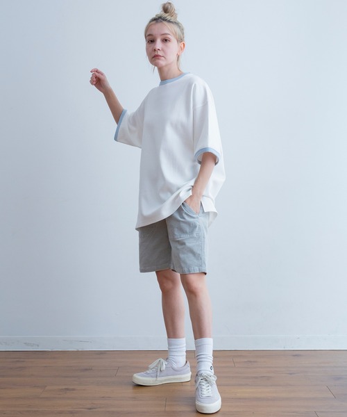 Universal Style Wear（ユニバーサルスタイルウェア）の「Universal Style Wear リンガー ルーズ Tee（Tシャツ/カットソー・メンズ・サックスブルー/オートミール/ベージュ/ホワイト・LARGE/MEDIUM/X-LARGE）」の7枚目の写真