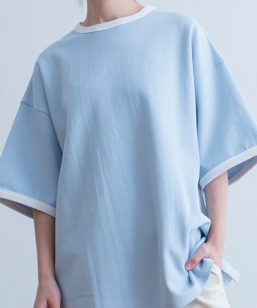 Universal Style Wear（ユニバーサルスタイルウェア）の「Universal Style Wear リンガー ルーズ Tee（Tシャツ/カットソー・メンズ・サックスブルー/オートミール/ベージュ/ホワイト・LARGE/MEDIUM/X-LARGE）」の6枚目の写真