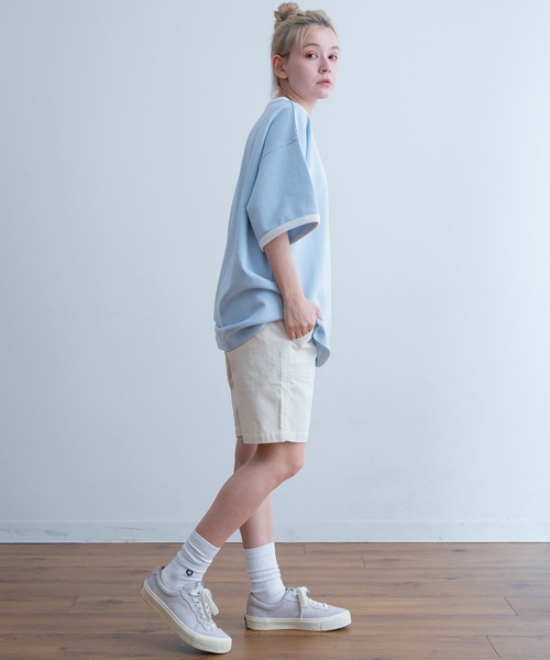 Universal Style Wear（ユニバーサルスタイルウェア）の「Universal Style Wear リンガー ルーズ Tee（Tシャツ/カットソー・メンズ・サックスブルー/オートミール/ベージュ/ホワイト・LARGE/MEDIUM/X-LARGE）」の5枚目の写真