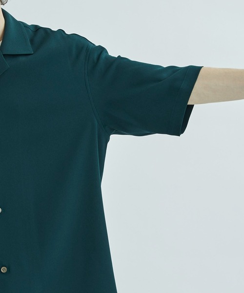 city（シティ）の「GEORGETTE  OPEN COLLAR SHIRTS S/S（シャツ/ブラウス・メンズ・ダークグリーン/ブラック/サックスブルー/ライトグレー/ライトブルーグレー・1/2/3）」の8枚目の写真