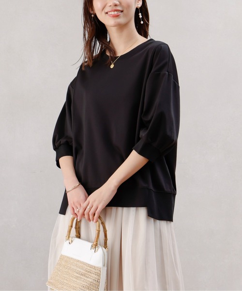 Chez toi(シェトワ)の「ポンチ×リブ切替プルオーバー(Tシャツ/カットソー・レディース・オフホワイト/ブラック/ベージュ/ピンク・FREE)」の21枚目の写真