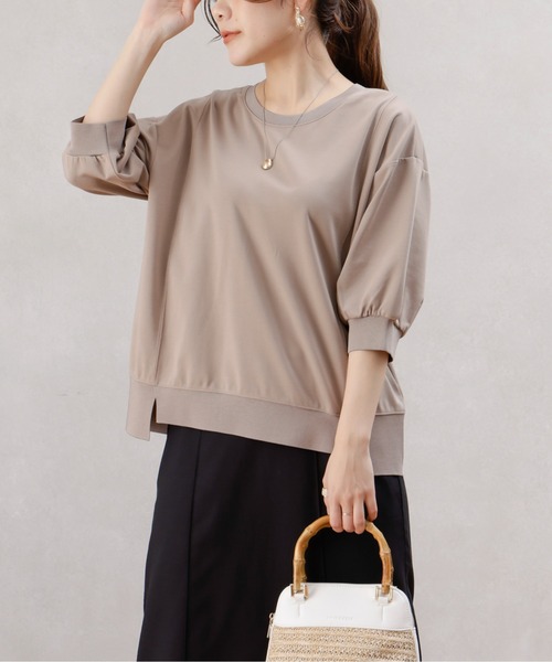 Chez toi(シェトワ)の「ポンチ×リブ切替プルオーバー(Tシャツ/カットソー・レディース・オフホワイト/ブラック/ベージュ/ピンク・FREE)」の11枚目の写真