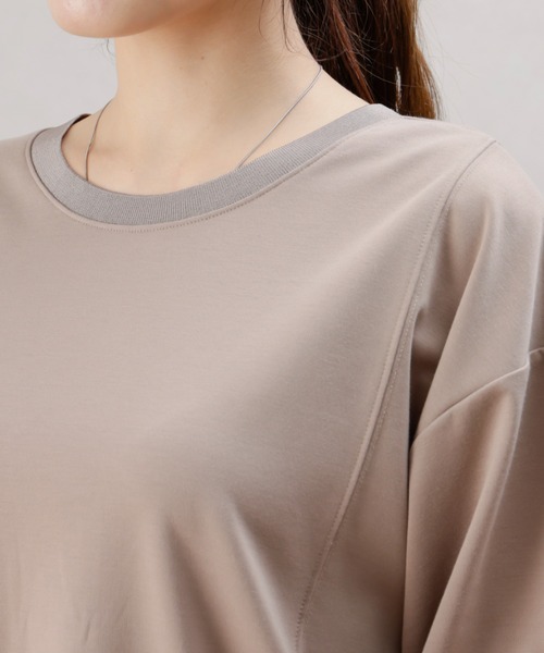Chez toi(シェトワ)の「ポンチ×リブ切替プルオーバー(Tシャツ/カットソー・レディース・オフホワイト/ブラック/ベージュ/ピンク・FREE)」の12枚目の写真
