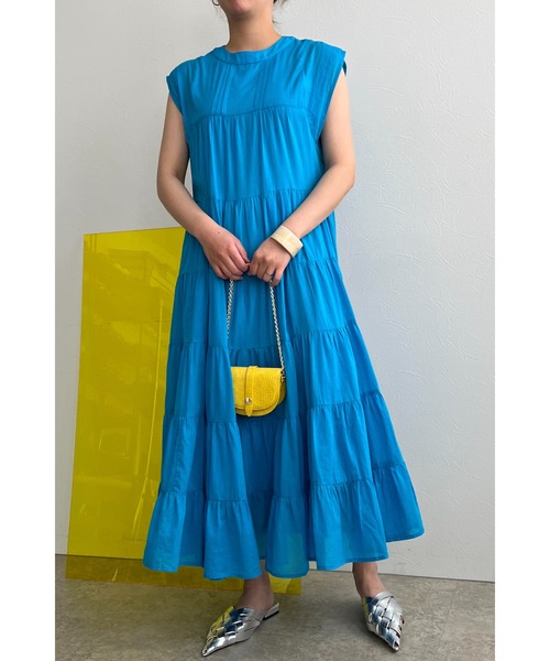 イエローブルーティアードワンピース