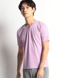 HIDEAWAYS NICOLE（ハイダウェイニコル）の「ランダムストライプ半袖Ｖネックカットソー（Tシャツ/カットソー・メンズ）」