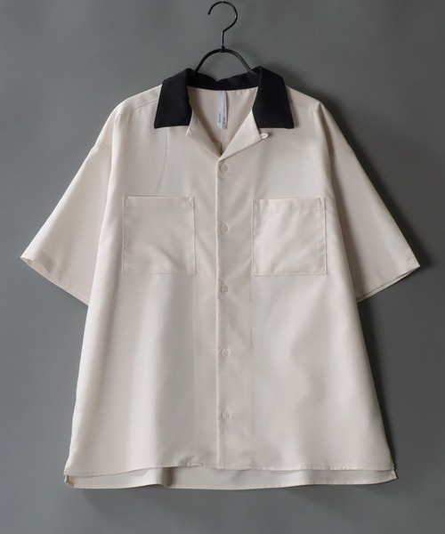 SITRY(シトリー)の「T/R wide silhouette cleric open collar shirt/ワイドシルエット クレリック オープンカラーシャツ(シャツ/ブラウス・メンズ・ベージュ/カーキ/サックスブルー/グリーン/ブラック/オフホワイト/モカ・L/XL/M)」の2枚目の写真