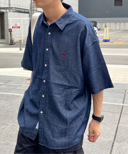 U.S. POLO ASSN.(ユーエスポロアッスン)の「半袖ビッグシャツ(シャツ/ブラウス・メンズ・イエロー/インディゴブルー/ブルー/ホワイト/サックスブルー/ネイビー/ホワイト系その他・MEDIUM/LARGE)」の4枚目の写真