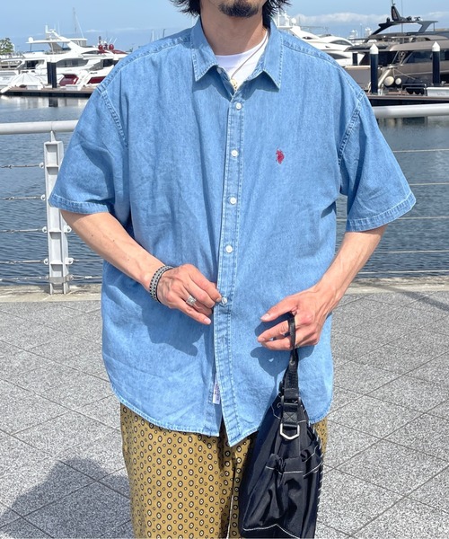 U.S. POLO ASSN.(ユーエスポロアッスン)の「半袖ビッグシャツ(シャツ/ブラウス・メンズ・イエロー/インディゴブルー/ブルー/ホワイト/サックスブルー/ネイビー/ホワイト系その他・MEDIUM/LARGE)」の5枚目の写真