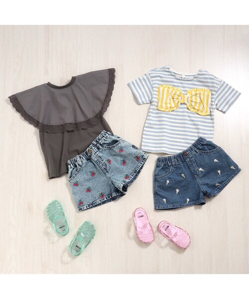 BREEZE（ブリーズ）の「ボーダードッキングTシャツ（Tシャツ/カットソー・キッズ・ブラック/サックスブルー・110/140/130/120/90/100/80）」の3枚目の写真