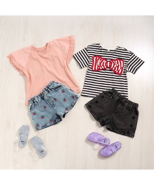 BREEZE（ブリーズ）の「ボーダードッキングTシャツ（Tシャツ/カットソー・キッズ・ブラック/サックスブルー・110/140/130/120/90/100/80）」の4枚目の写真