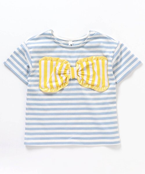 BREEZE（ブリーズ）の「ボーダードッキングTシャツ（Tシャツ/カットソー・キッズ・ブラック/サックスブルー・110/140/130/120/90/100/80）」の5枚目の写真