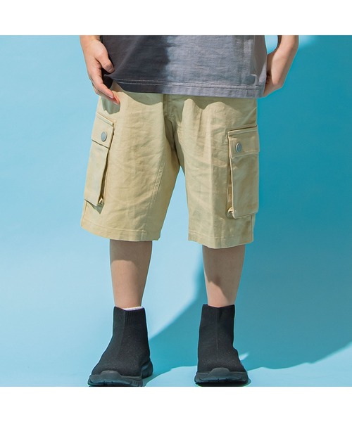 WASK（ワスク）の「WASK/5.5分丈リネンストレッチカーゴパンツ（カーゴパンツ・キッズ・ベージュ/ブラック・120/130/140/150/160/110/100）」の2枚目の写真