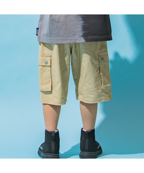 WASK（ワスク）の「WASK/5.5分丈リネンストレッチカーゴパンツ（カーゴパンツ・キッズ・ベージュ/ブラック・120/130/140/150/160/110/100）」の4枚目の写真