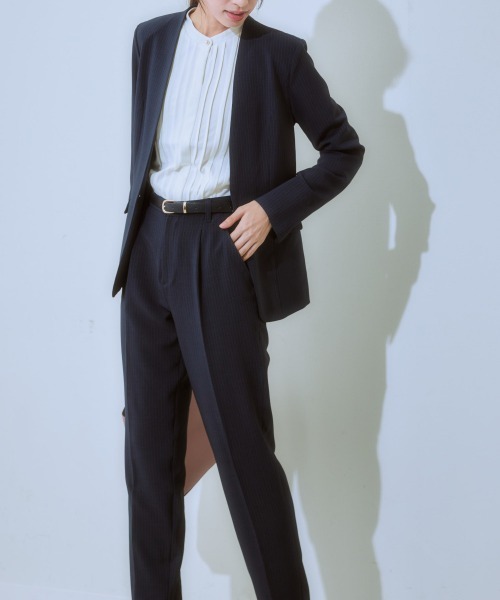 7days Life Styling（セブンデイズライフスタイリング）の「【洗濯機で洗える】うすカルタテヨコストレッチ　パンツスーツセット（スーツセット・レディース・ネイビー系/ブラック・S/LL/M/3L/L）」の8枚目の写真