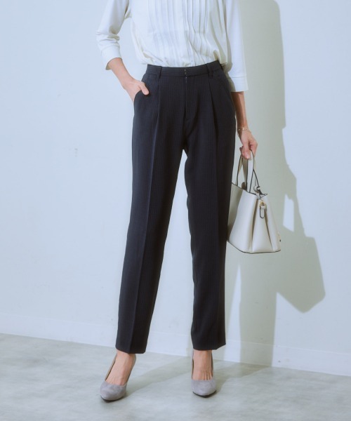 7days Life Styling（セブンデイズライフスタイリング）の「【洗濯機で洗える】うすカルタテヨコストレッチ　パンツスーツセット（スーツセット・レディース・ネイビー系/ブラック・S/LL/M/3L/L）」の6枚目の写真