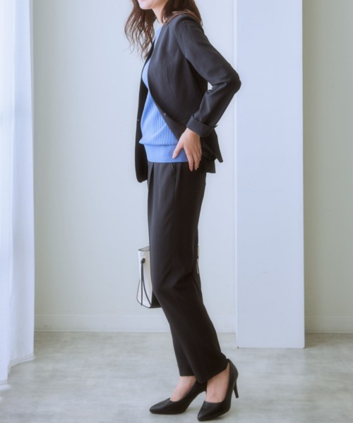 7days Life Styling（セブンデイズライフスタイリング）の「【洗濯機で洗える】うすカルタテヨコストレッチ　パンツスーツセット（スーツセット・レディース・ネイビー系/ブラック・S/LL/M/3L/L）」の16枚目の写真