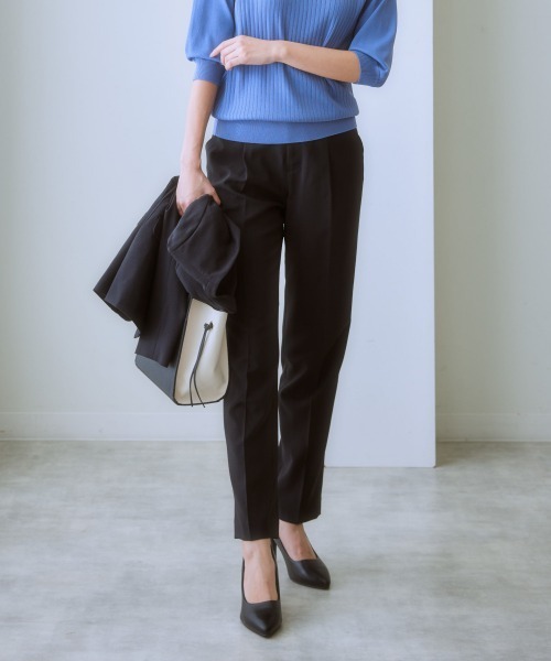 7days Life Styling（セブンデイズライフスタイリング）の「【洗濯機で洗える】うすカルタテヨコストレッチ　パンツスーツセット（スーツセット・レディース・ネイビー系/ブラック・S/LL/M/3L/L）」の18枚目の写真