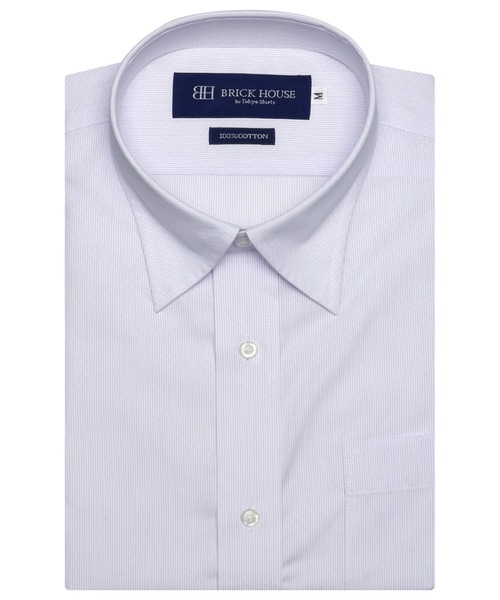 TOKYO SHIRTS(トウキョウシャツ)の「形態安定ノーアイロン スナップダウン 半袖ビジネスワイシャツ(ビジネスシャツ・メンズ・ライトパープル・首回り37cm/首回り41cm/首回り39cm/首回り42cm/首回り43cm)」の1枚目の写真