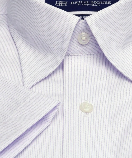 TOKYO SHIRTS(トウキョウシャツ)の「形態安定ノーアイロン スナップダウン 半袖ビジネスワイシャツ(ビジネスシャツ・メンズ・ライトパープル・首回り37cm/首回り41cm/首回り39cm/首回り42cm/首回り43cm)」の3枚目の写真