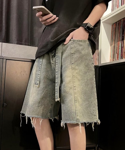 MGV(エムジーヴィー)の「カットオフワイドハーフパンツ(デニムパンツ・メンズ・ブルー/ブラック・X-LARGE/MEDIUM/LARGE)」の2枚目の写真