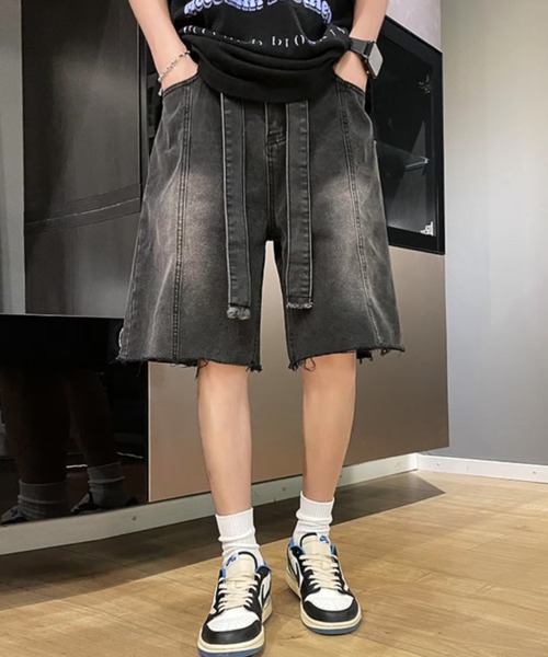 MGV(エムジーヴィー)の「カットオフワイドハーフパンツ(デニムパンツ・メンズ・ブルー/ブラック・X-LARGE/MEDIUM/LARGE)」の6枚目の写真