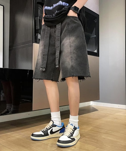 MGV(エムジーヴィー)の「カットオフワイドハーフパンツ(デニムパンツ・メンズ・ブルー/ブラック・X-LARGE/MEDIUM/LARGE)」の7枚目の写真