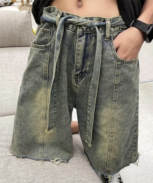 MGV(エムジーヴィー)の「カットオフワイドハーフパンツ(デニムパンツ・メンズ・ブルー/ブラック・X-LARGE/MEDIUM/LARGE)」の13枚目の写真