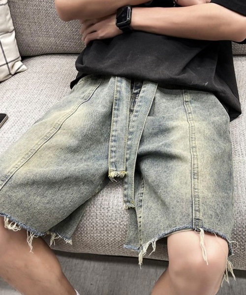 MGV(エムジーヴィー)の「カットオフワイドハーフパンツ(デニムパンツ・メンズ・ブルー/ブラック・X-LARGE/MEDIUM/LARGE)」の14枚目の写真