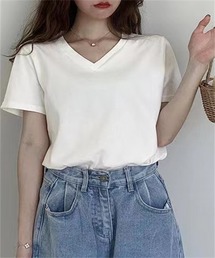 Vネック半袖Tシャツ