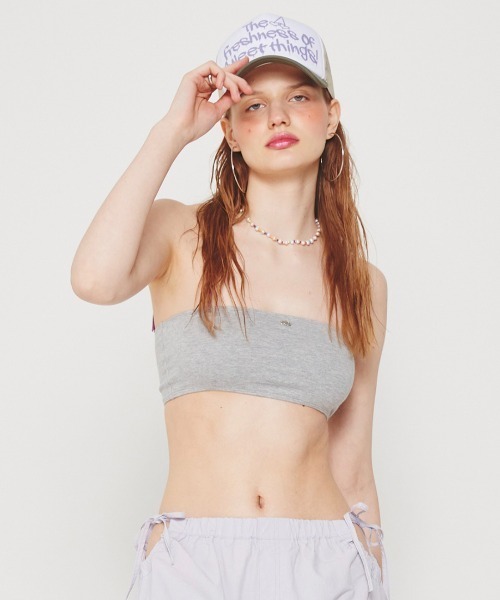 CRANK(クランク)の「韓国ブランド CRANK クランク METAL LOGO BRA TOP ブラトップ(チューブトップ・レディース・ホワイト/ブラック/杢グレー・ONE SIZE)」の3枚目の写真