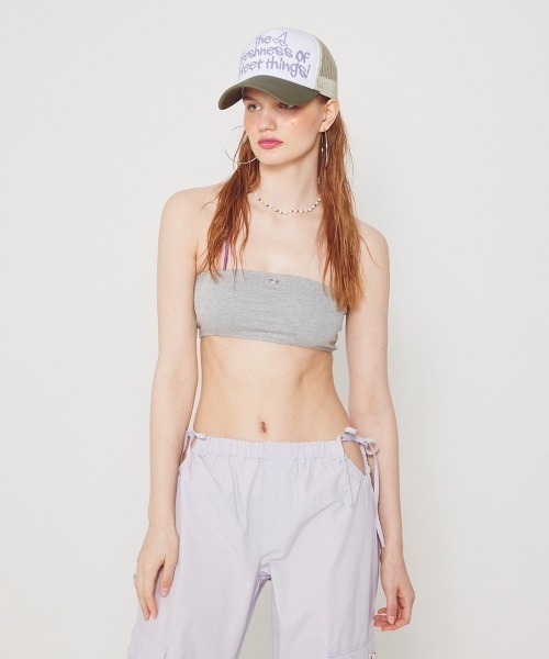 CRANK(クランク)の「韓国ブランド CRANK クランク METAL LOGO BRA TOP ブラトップ(チューブトップ・レディース・ホワイト/ブラック/杢グレー・ONE SIZE)」の15枚目の写真